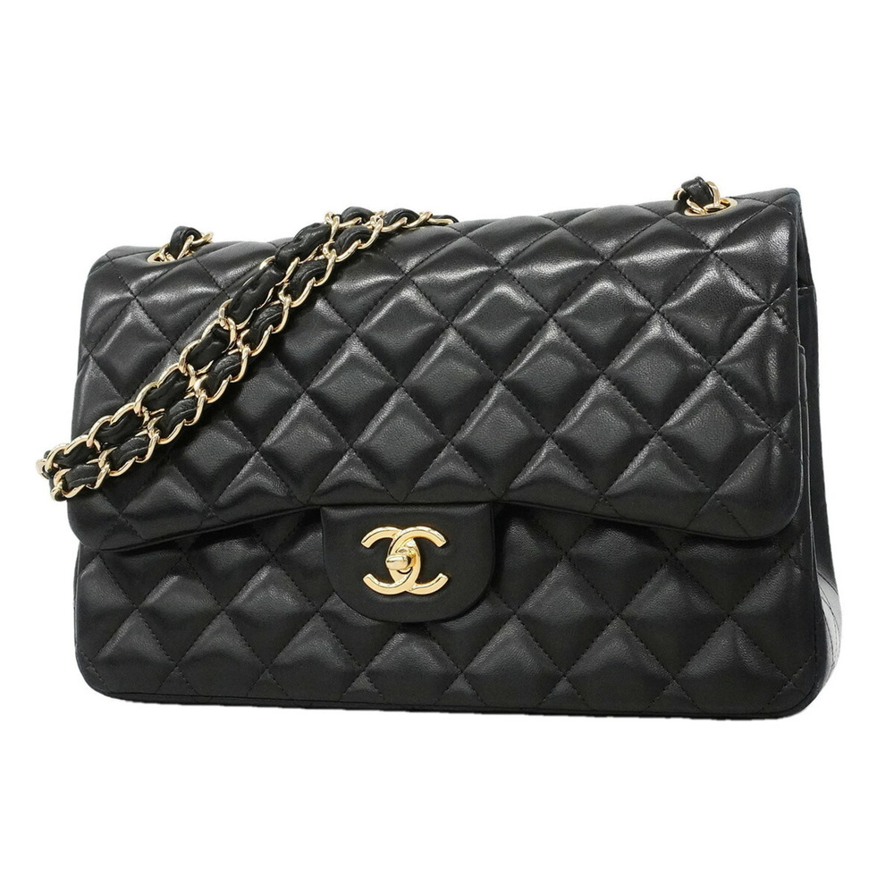 Chanel Shoulder Bag, Large Matelassé, Double Flap, Chain, Lambskin, Black, Wo...